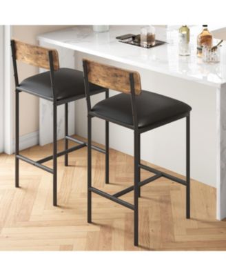 Kitchen Chairs Set of 2, Padded Bar Stools with Backrest for Dining and Bar Area