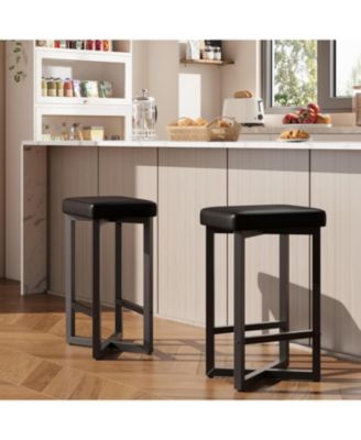 Dining Chair Bar Stools Set of 2 24.6 inch Counter Height Backless Barstools for Kitchen Dining Room