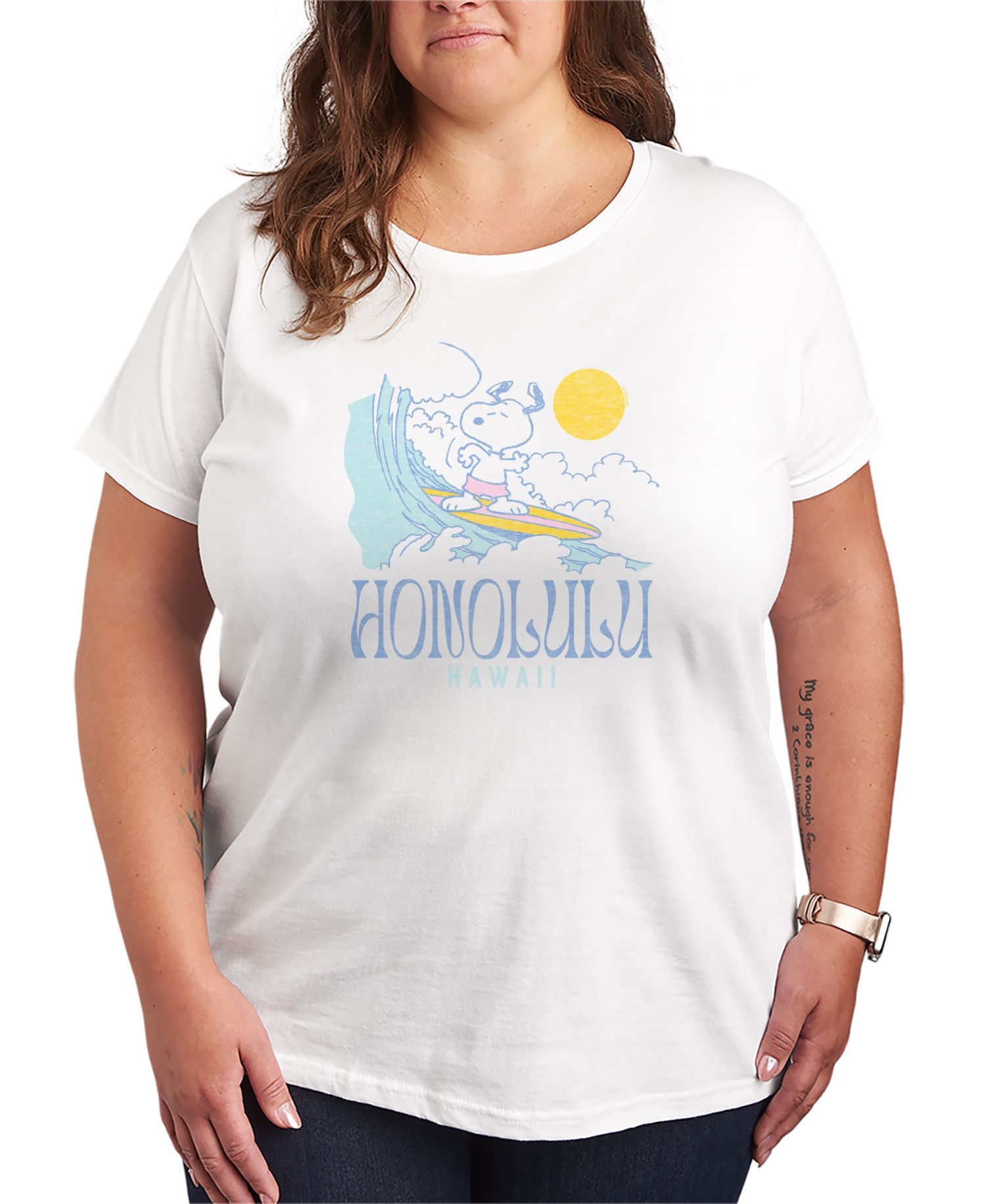 Plus Size Peanuts Snoopy Honolulu Hawaii Short-Sleeve Graphic T-Shirt