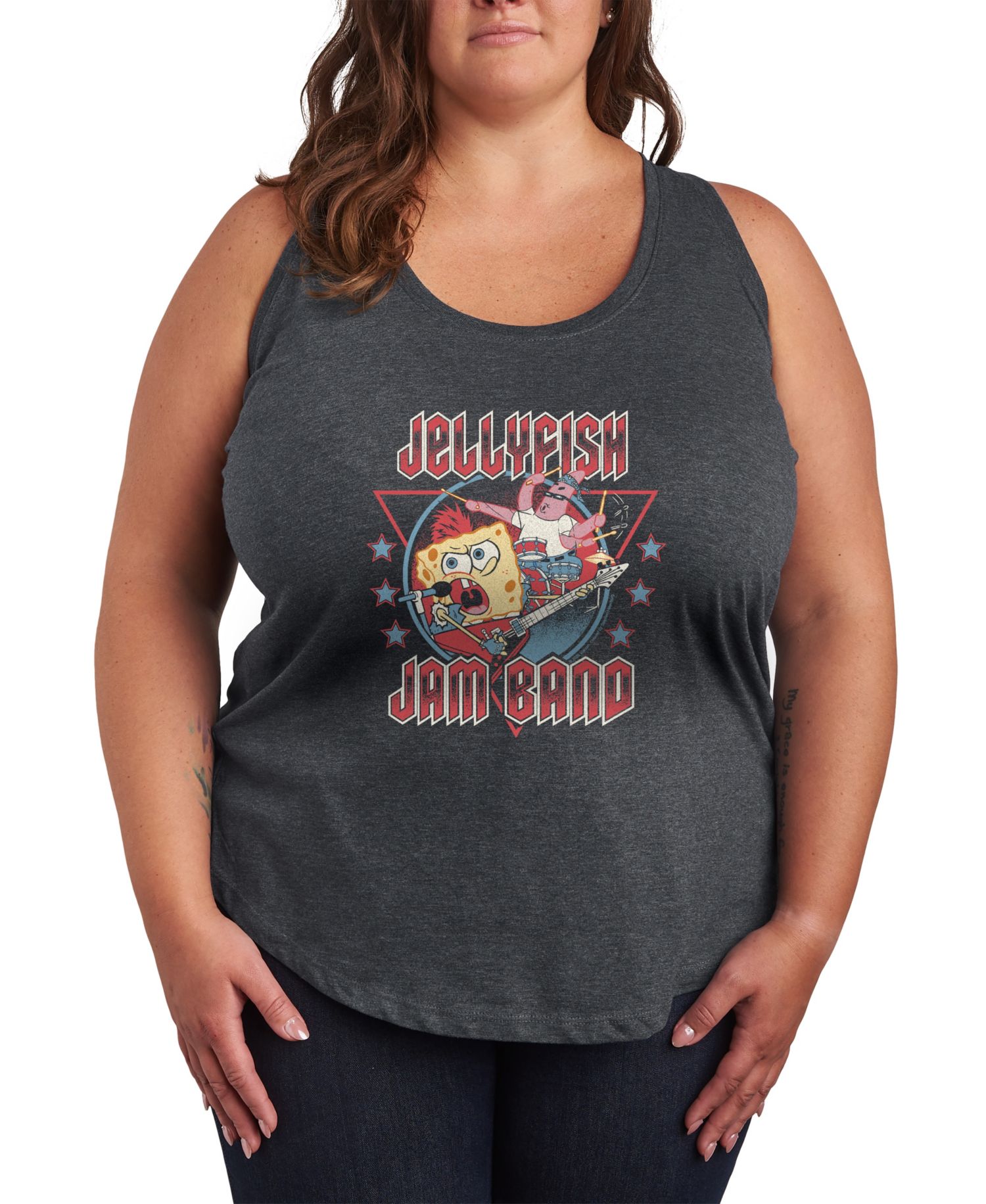 Plus Size SpongeBob Square Pants Jellyfish Jam Band Racerback Graphic Tank Top