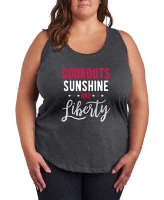 Plus Size Instant Message Cookouts Sunshine and Liberty Racerback Graphic Tank Top