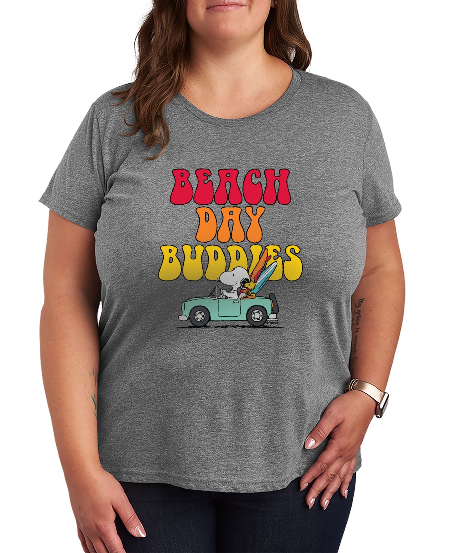 Plus Size Peanuts Beach Day Buddies Short-Sleeve Graphic T-Shirt