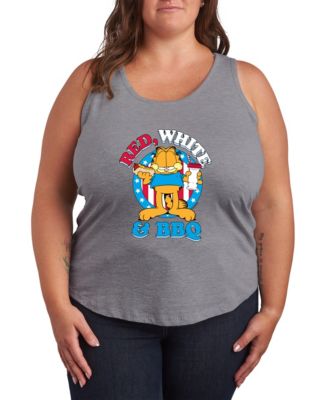 Plus Size Garfield Red White and BBQ Racerback Graphic Tank Top
