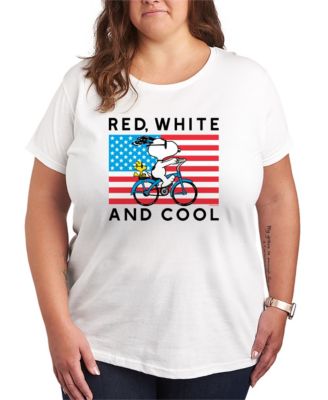 Plus Size Peanuts Red White and Cool Bike Short-Sleeve Graphic T-Shirt