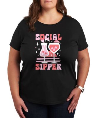 Plus Size Instant Message Social Sipper Short-Sleeve Graphic T-Shirt