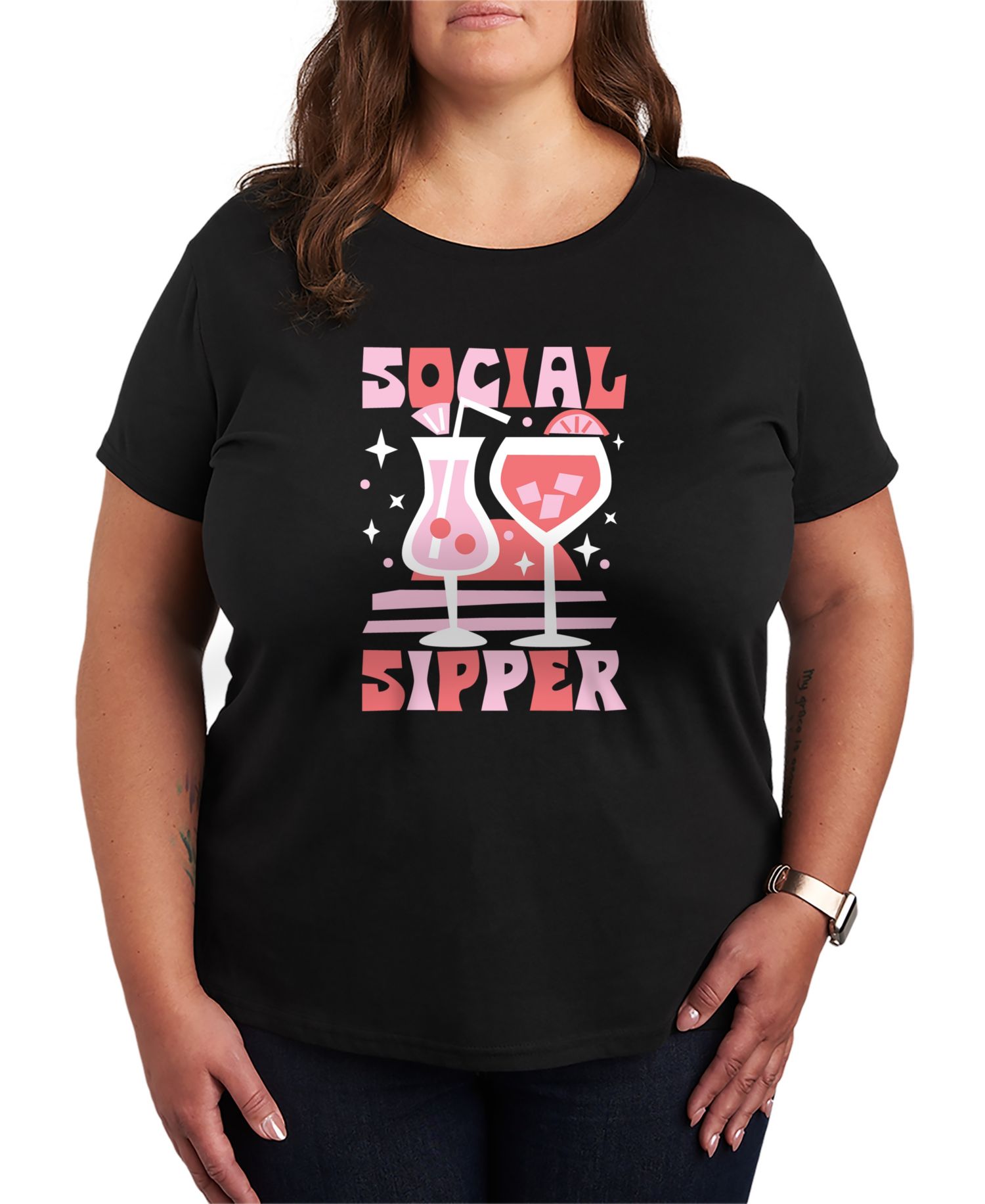 Plus Size Instant Message Social Sipper Short-Sleeve Graphic T-Shirt
