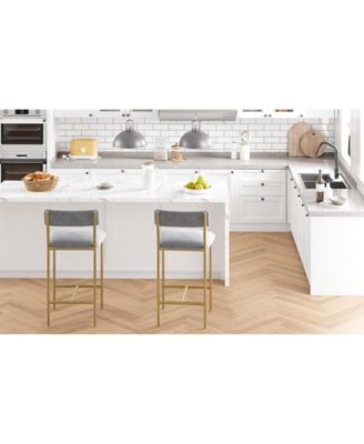 Kitchen Chairs Set of 2, Padded Bar Stools with Backrest for Dining and Bar Area