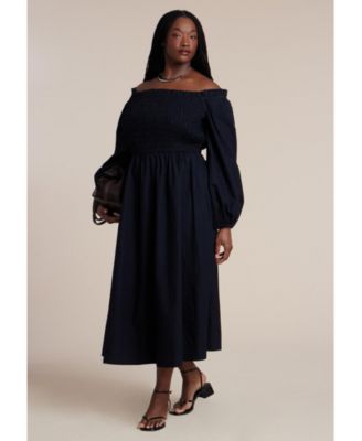 Women's Long Sleeve Smocked Maxi Dress