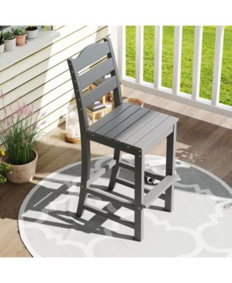 Set of 2 HDPE Bar Stool Tall Chair Backrest Footrest All Weather Patio