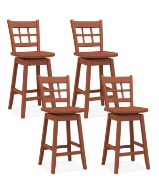 4PCS 24.5 Inch Counter Height Bar Chairs Swivel Bar Stools w/ Hollow Backrest