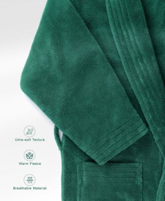 Unisex Luxury Hotel Spa Warm Shawl Collar Soft Plush Fleece Bath Robe