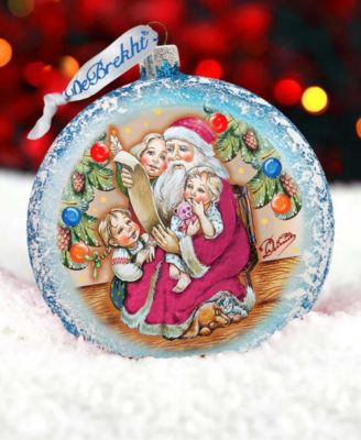 Santa List Circle Glass Ornament