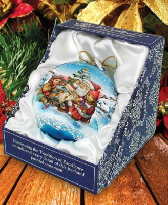 Limited Edition Oversized  Retro Santa List Ball Glass Ornament