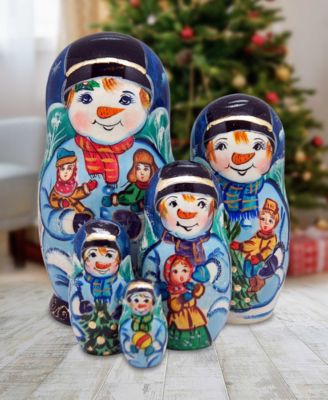 Mr. Snowman 5 Piece Russian Matryoshka Nested Doll Set