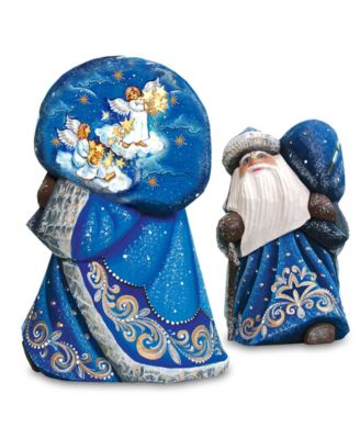Woodcarved Hand Painted Raising Star Santa Figurine