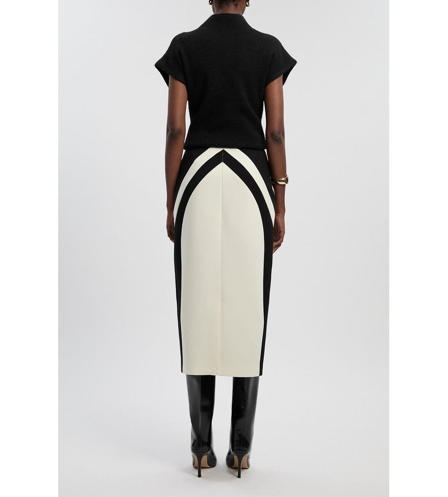 Женская юбка Karen Millen Colour Block Pencil Midi, цвет: Mono — фото 5