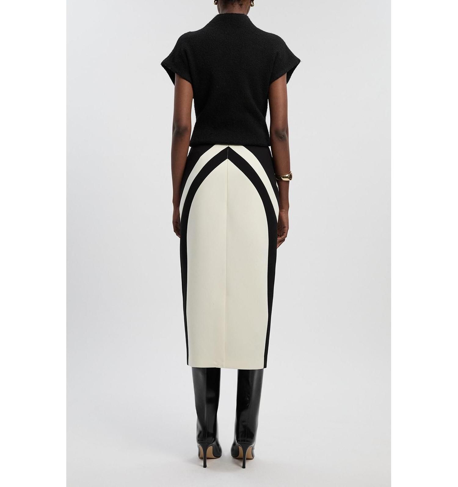 Women's Colour Block Pencil Midi Skirt