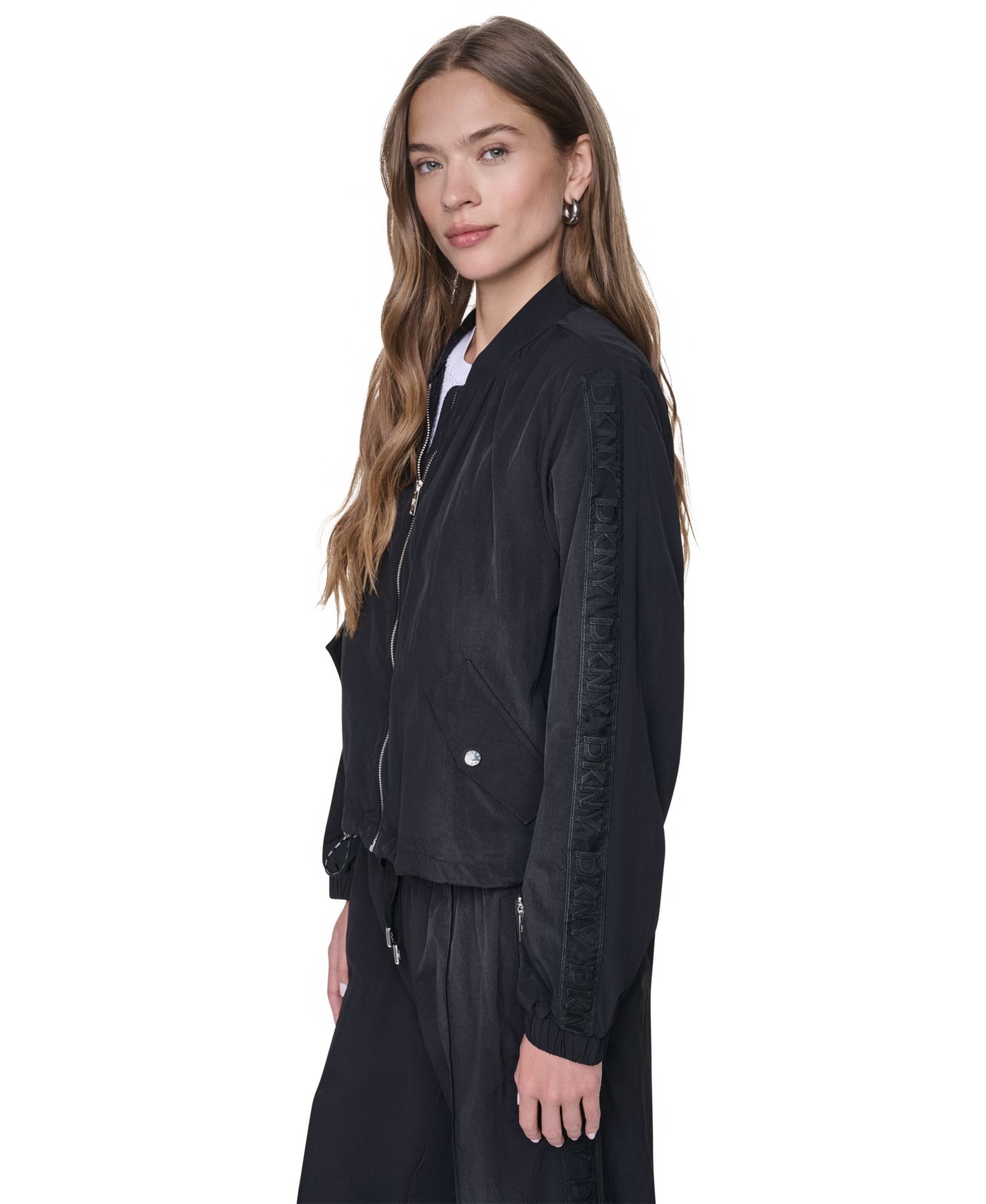 Women's Logo Trim Rumpled Bomber Tech Jacket