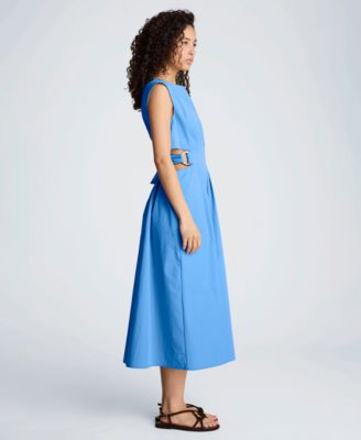 aqua blue long sleeve dress Luiza Mini Dress in Rib Aqua