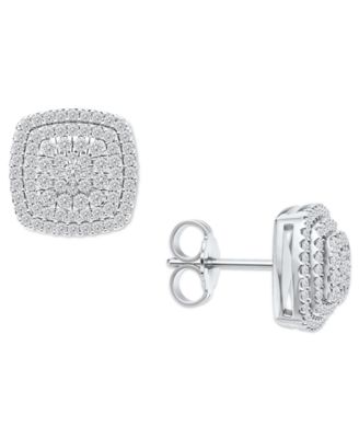 Diamond Square Cluster Stud Earrings (1/2 ct. t.w.) in Sterling Silver