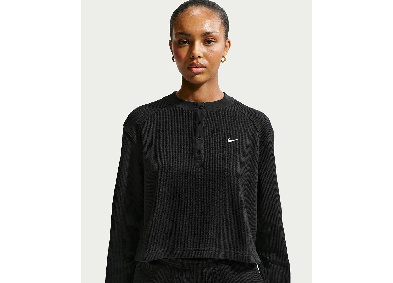 Women's Sportswear Chill Waffle Oversized Long-Sleeve Henley Top
