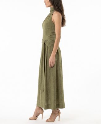 textured drop waist dress ASOS Design Textured Dropped Waist Cami Midi Dress in chocolate-Blue