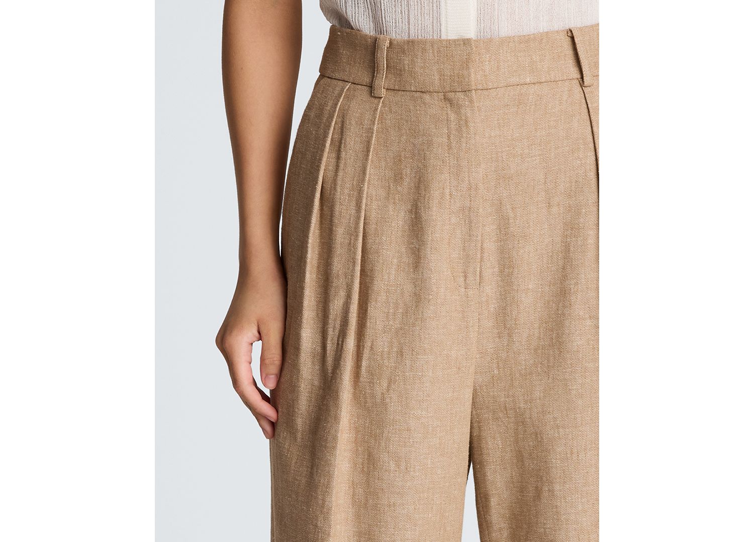 Women's Double Pleat Wide Leg Linen Blend Pants
