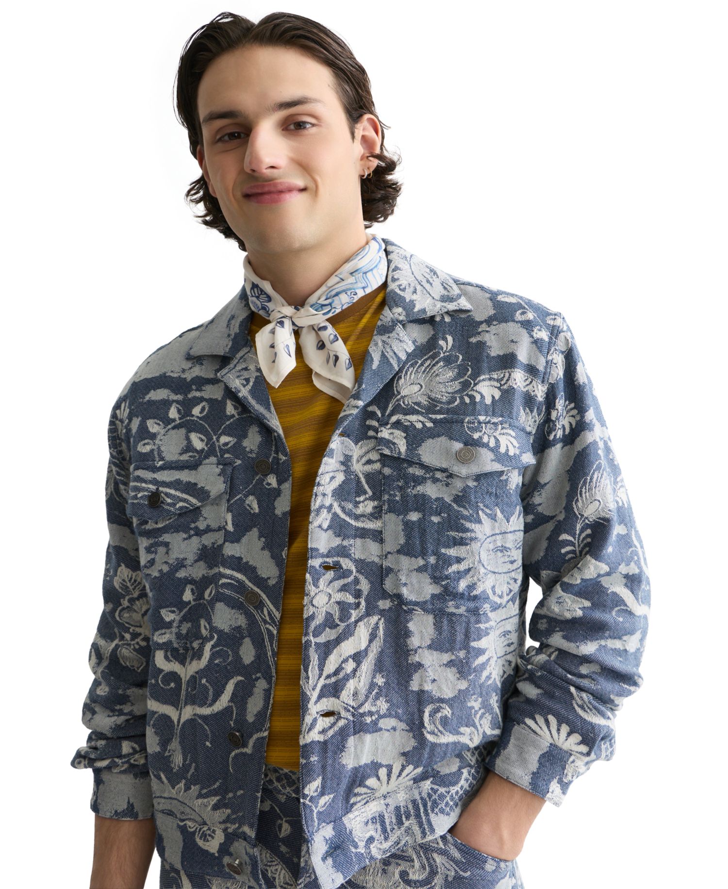 Men's Delfts Blauw Jacquard Trucker Jacket