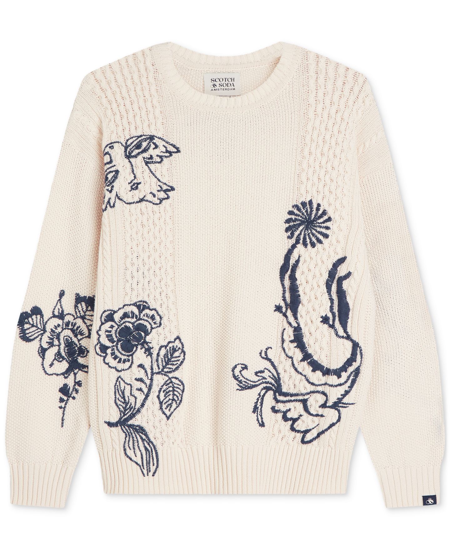 Мужской свитер SCOTCH & SODA Embroidered Pullover, цвет: Сливочный — фото 5
