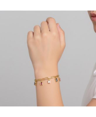 Brilliant Rainbow Multi-Color Cubic Zirconia Charms Bracelet