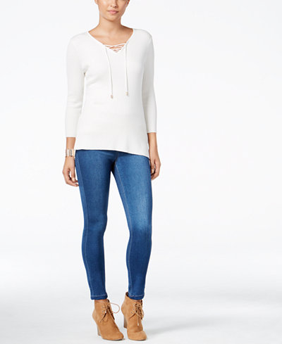 Thalia Sodi Lace-Up Sweater & Jeggings, Only at Macy's