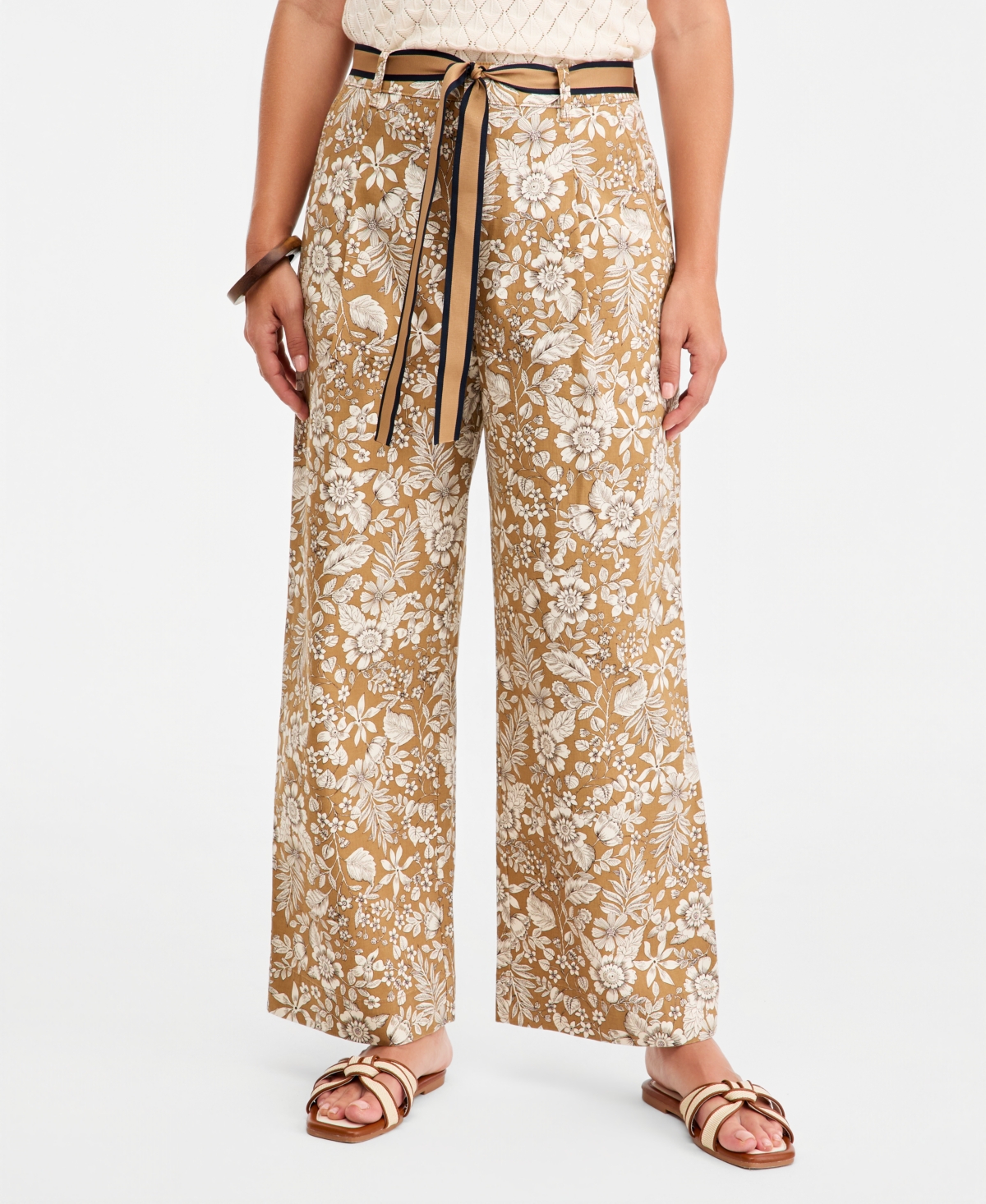 Nautica Women's Printed Wide-Leg Chino Pants