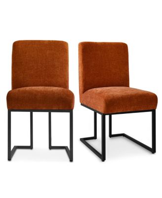 Upholstered Dining Chairs Set of 2, Lux Fabric, Metal Sled Base