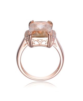 Sterling Silver 18K Rose Gold Plated Radiant CZ Cocktail Ring