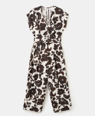 Women's Floral Print Belted Jumpsuit