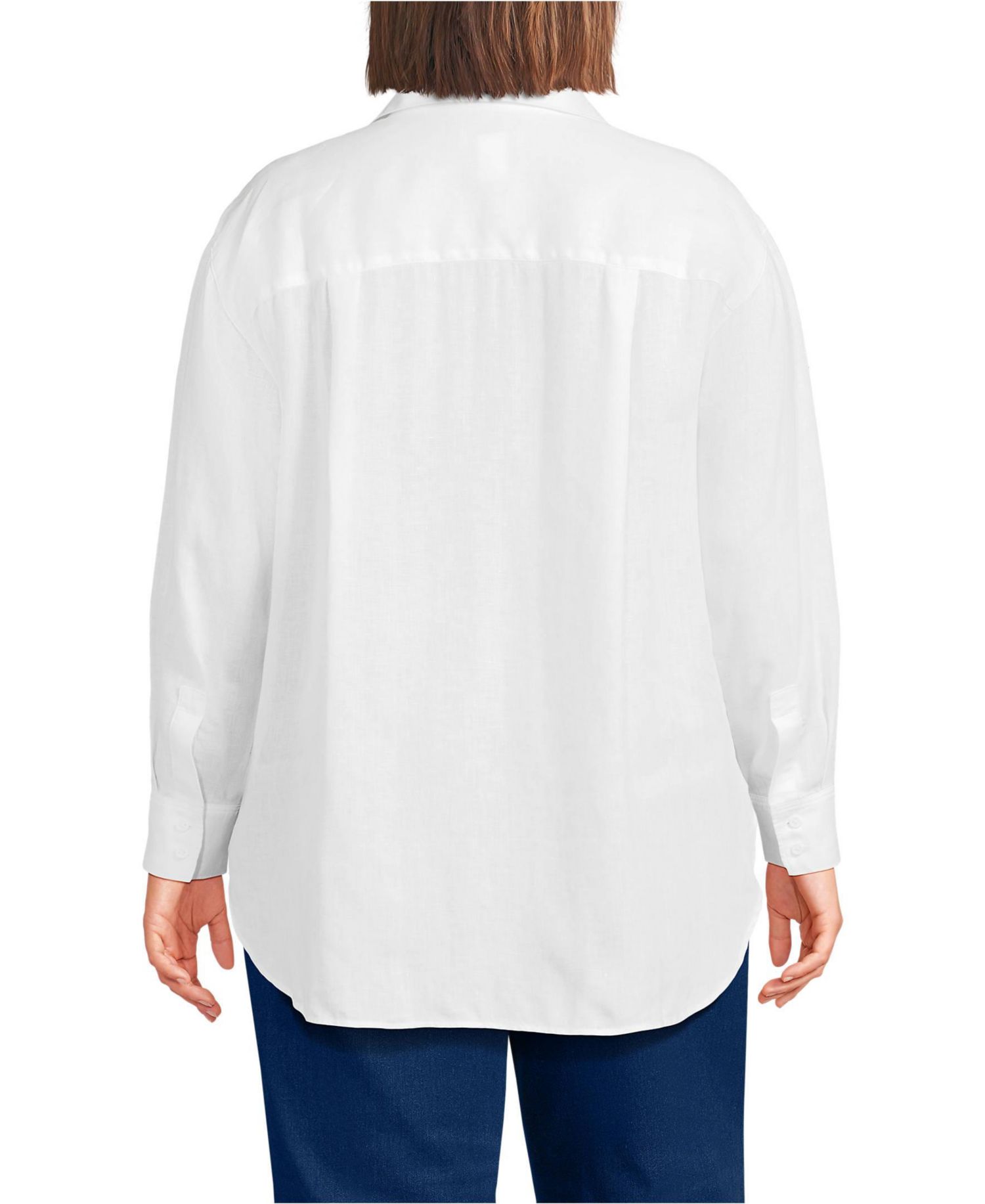 Plus Size Linen Oversized Button Front Shirt