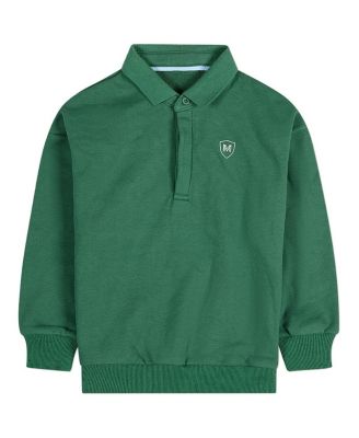 Boys Long-Sleeve Cotton-Rich Fleece Polo Sweatshirt - Child
