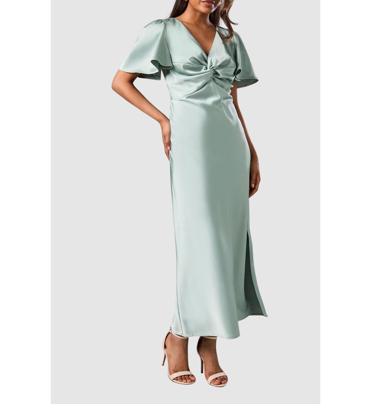 Женское платье Oasis Angel Sleeve Midi Bridesmaid, цвет: Шалфейный — фото 5
