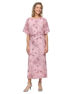 Women's Sequined Blouson Midi Dress