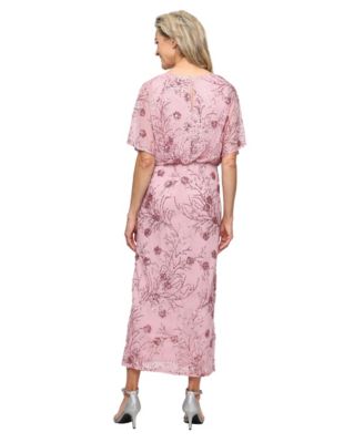 Women's Sequined Blouson Midi Dress