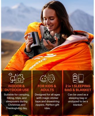 Sleeping Bag 3 Season Warm Cold Weather for Adults Kids Boys Girls with Compression Sack Lightweight Camping Essentials Backpacking Hiking