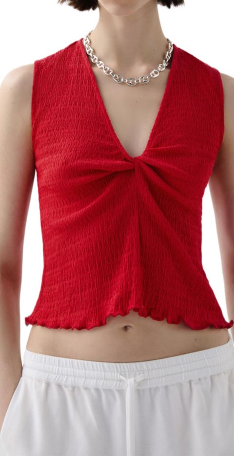 Женская футболка Scalpers Wrinkle Chestknot, цвет: Красный