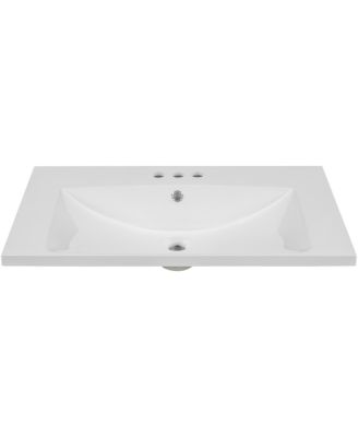 Rectangular Ceramic Vanity Top with Sink, 3 Faucet Holes, Easy Maintenance, Bathroom Countertop