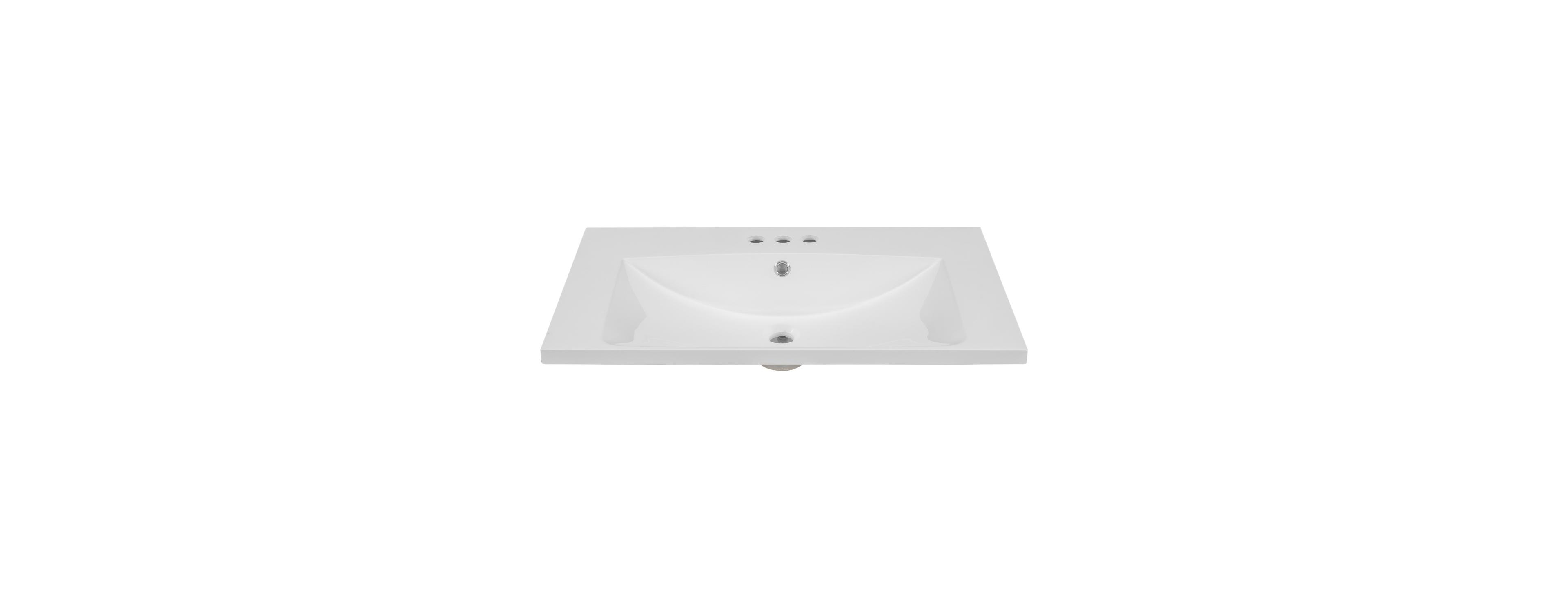 Sillysis Rectangular Ceramic Vanity Top with Sink, 3 Faucet Holes, Easy Maintenance, Bathroom Countertop