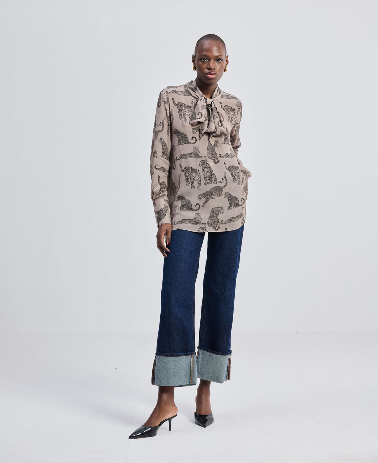 Женский топ Reistor Relaxed-Fit with Front-tie in Animal Print, цвет: Коричневый — фото 6