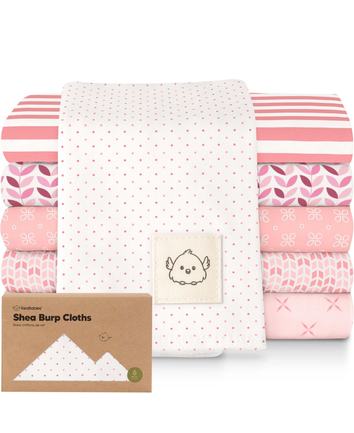 6pk Shea Baby Burp Cloths for Baby Boys and Girls, Burping Cloths for Babies, Newborn