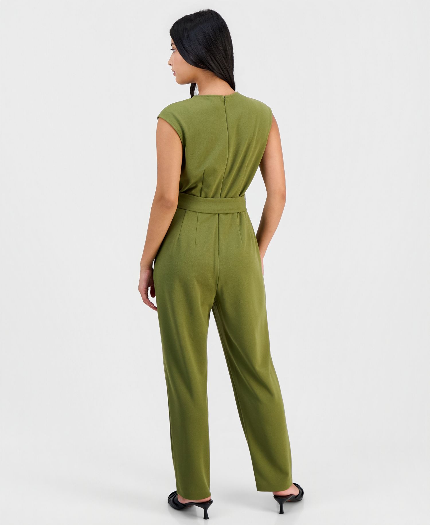 Petite Belted V-Neck Jumpsuit