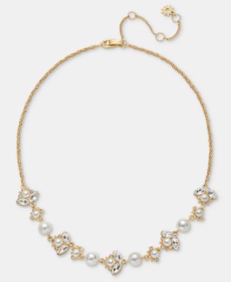 Crystal & Imitation Pearl Statement Necklace, 16" + 3" extender