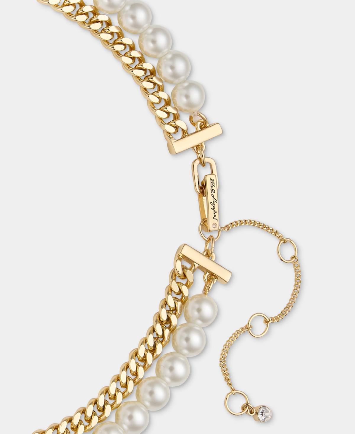Karl Lagerfeld Paris Crystal & Imitation Pearl Beaded Layered Collar Necklace, 16" + 3" extender