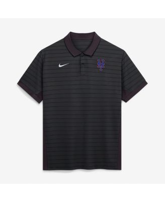 Men's Black New York Mets Authentic Collection Striped Victory Dri-FIT Polo Shirt